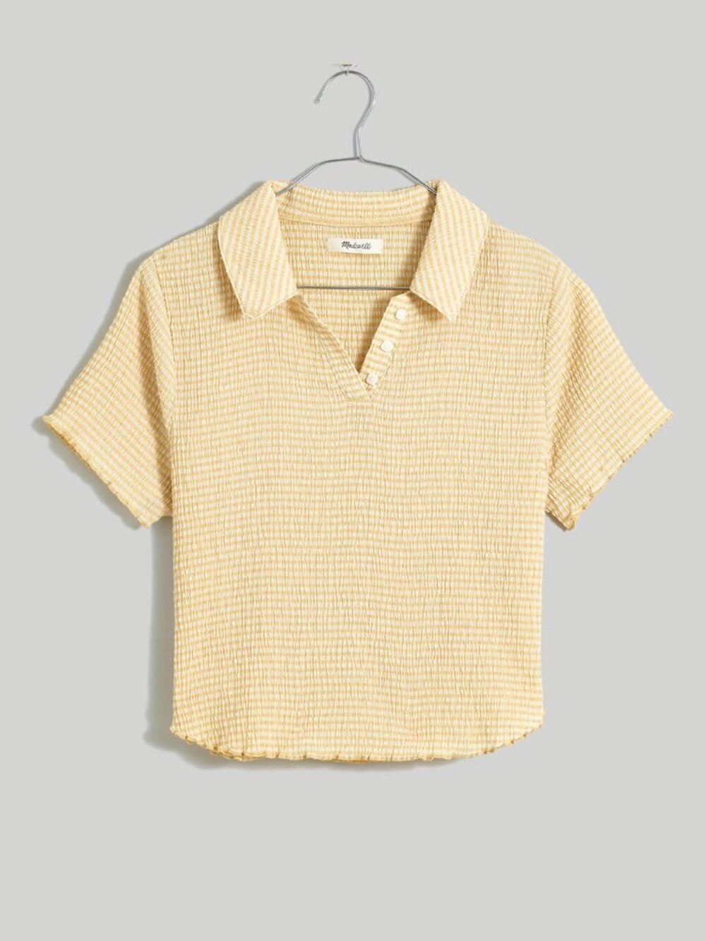 Madewell Crinkle Polo Crop Tee in Desert Dune Size S